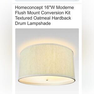 Homeconcept 16" Flush Mount Conversion Kit Textured Oatmeal Drum Lampshade